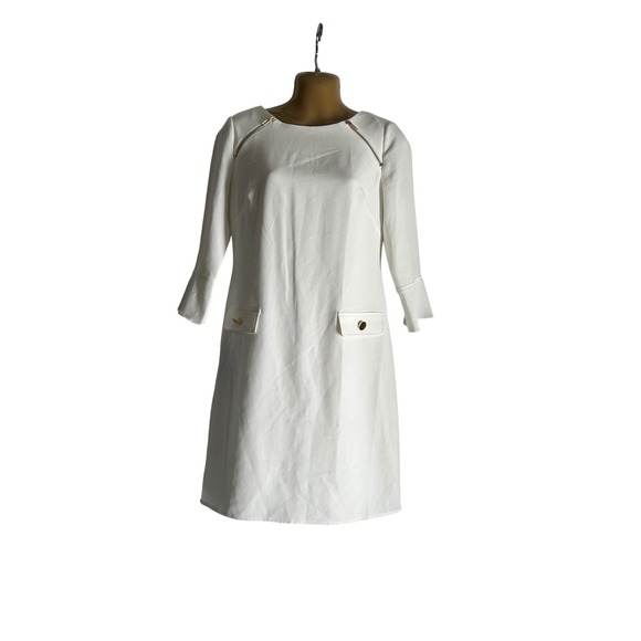 NWT Womens Sz 4 Adrianna Pappel Ivy Collection Shift Dress. White